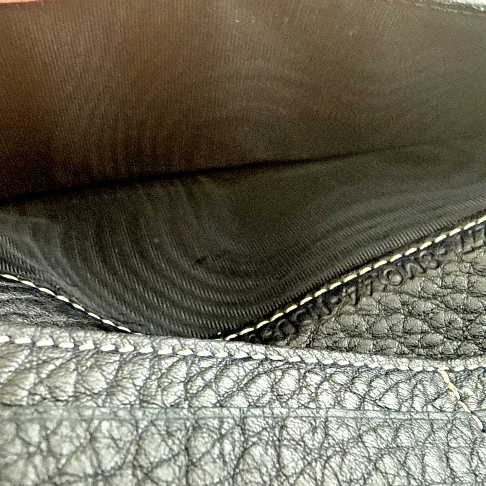 Fendi Selleria Leather Long Wallet - Black With Tan Thread - Great Condition! ￼